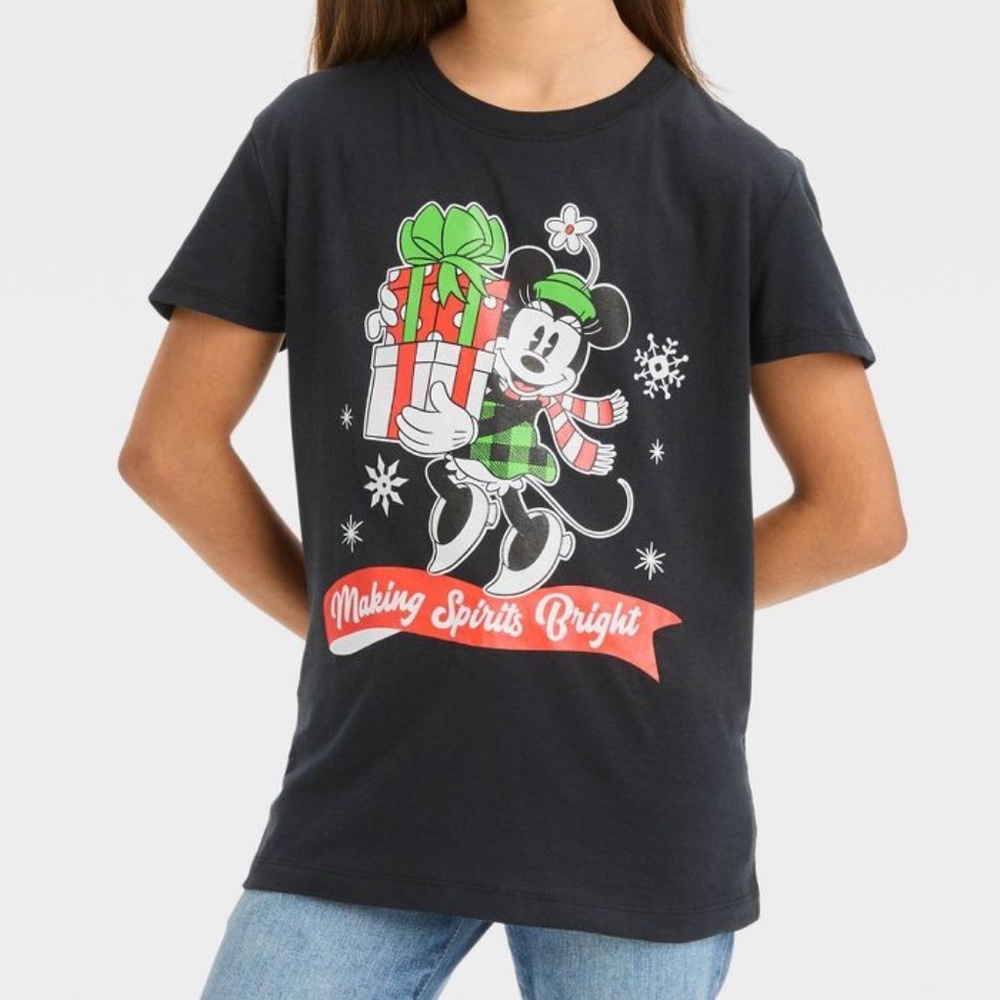 Girls' Disney Minnie Mouse Christmas Short Sleeve Graphic T-Shirt XS NWT